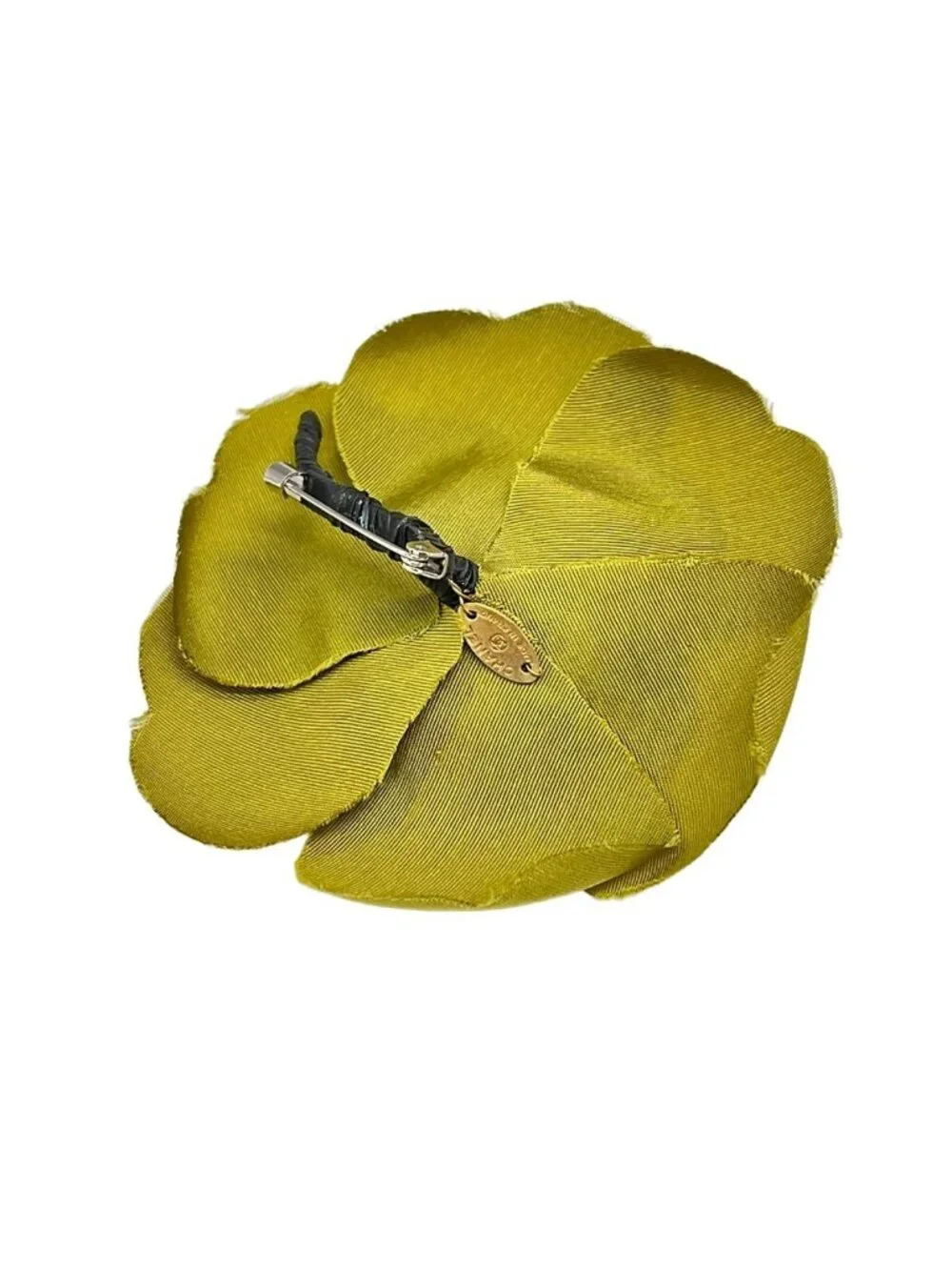Chanel Corsage Camellia Yellow Green Brooch